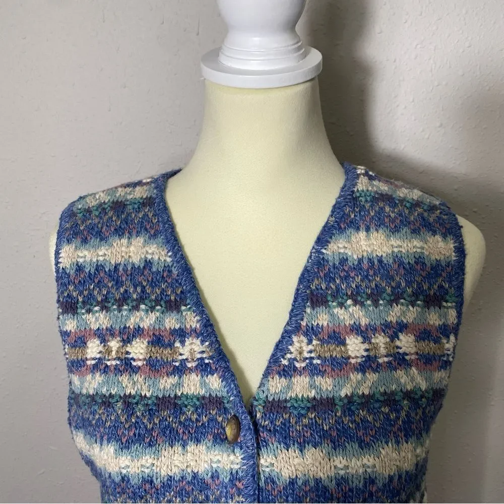Vintage 90's L.L Bean Jacquard Fair Isle Knit Sweater Vest Women's Size Medium
